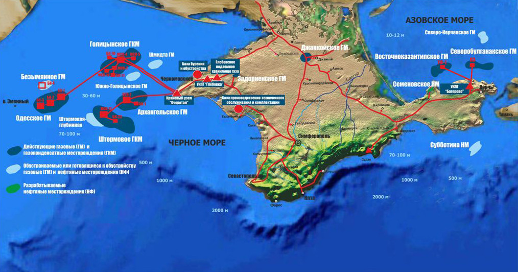 Месторождения газа в черном море карта